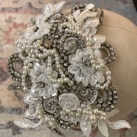 Vintage 20’s headpiece bridal flapper style pearls main image 12